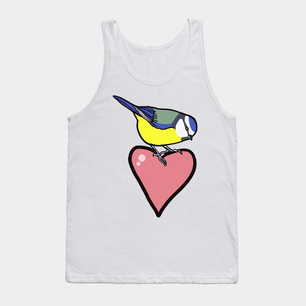 Blue tit with a heart Tank Top by ThomaeArt